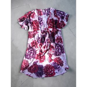 LIVE 4 TRUTH Plus Size 3X Floral Sheer Front Tie Hi-Low Hem Kimono